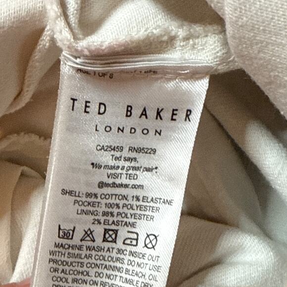 Ted Baker London Jeans Floral Buckle Waist Tapered Trouser Pant Sz 2 - Picture 6 of 9